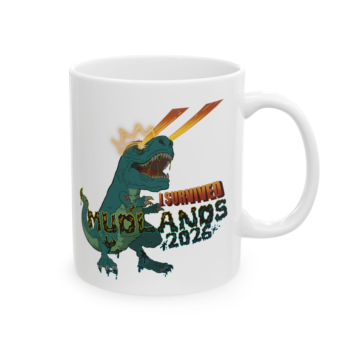 Mudlands 2026 Survivor Mug -- 11oz Reusable Ceramic T-Rex Coffee Cup