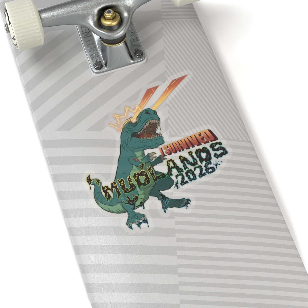 MudLands 2026 Survivor Sticker | Retro Dubstep Dinosaur T-Rex EDM Raver Headbanger Rave Kiss-Cut Sticker
