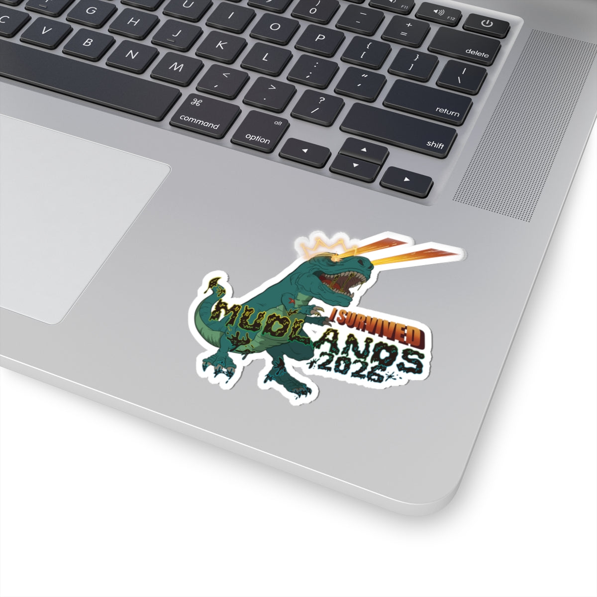 MudLands 2026 Survivor Sticker | Retro Dubstep Dinosaur T-Rex EDM Raver Headbanger Rave Kiss-Cut Sticker