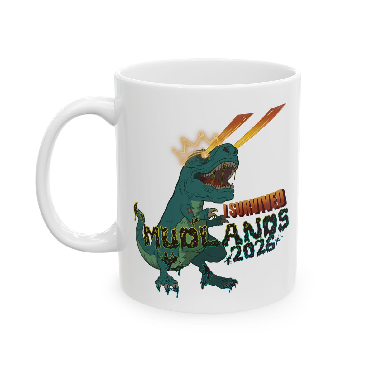 Mudlands 2026 Survivor Mug -- 11oz Reusable Ceramic T-Rex Coffee Cup