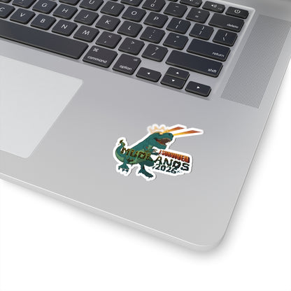 MudLands 2026 Survivor Sticker | Retro Dubstep Dinosaur T-Rex EDM Raver Headbanger Rave Kiss-Cut Sticker