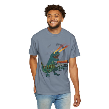 Mudlands 2026 Survivor T-Shirt | Retro Dinosaur T-Rex Laser Eyes Design