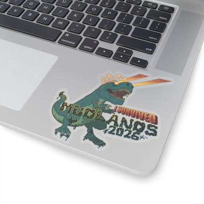 MudLands 2026 Survivor Sticker | Retro Dubstep Dinosaur T-Rex EDM Raver Headbanger Rave Kiss-Cut Sticker