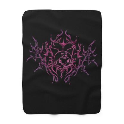Pink Tribal Skull Mandala Sherpa Blanket | Gothic Flame Design