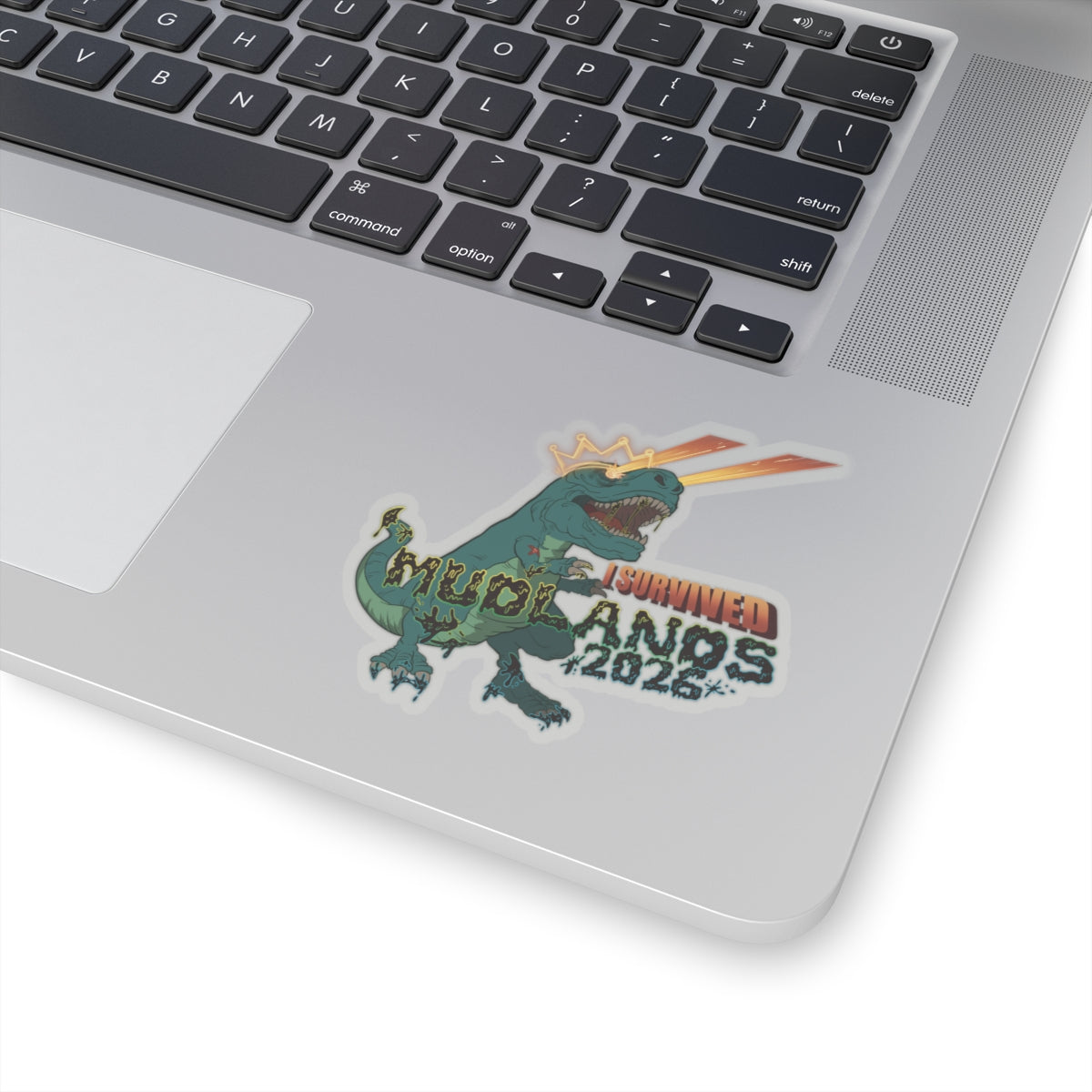 MudLands 2026 Survivor Sticker | Retro Dubstep Dinosaur T-Rex EDM Raver Headbanger Rave Kiss-Cut Sticker